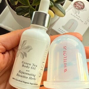 White Lotus Body Sculpting Cup + GreenTea Body Oil Duo | Organic Firming & Detox